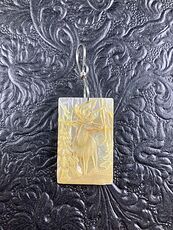 Moose Carved in Mother of Pearl Shell Mini Art Ornament Pendant Jewelry #mP72QG6X86o