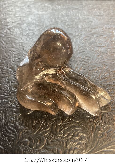 Octopus Carved in Polished Smoky Quartz Crystal - #pzspCY06Vss-3