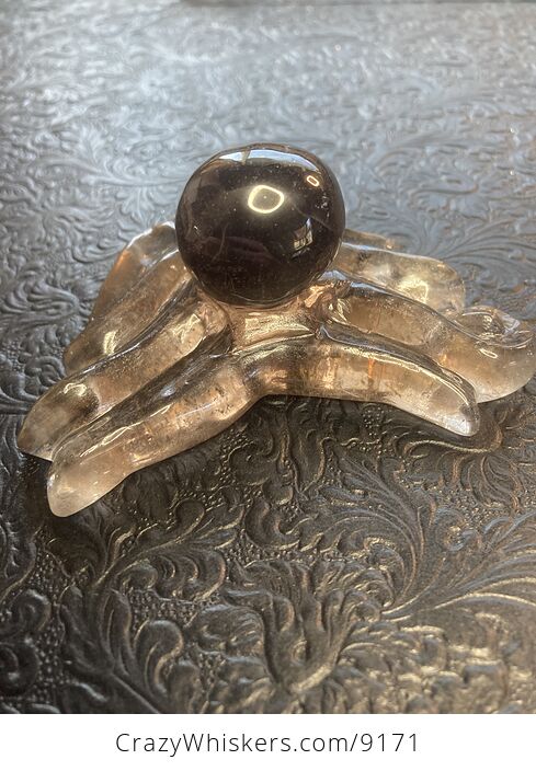 Octopus Carved in Polished Smoky Quartz Crystal - #pzspCY06Vss-4