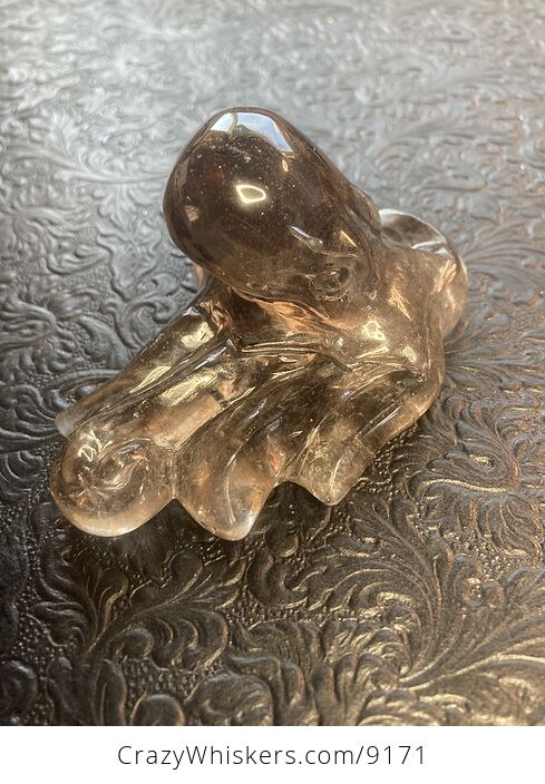 Octopus Carved in Polished Smoky Quartz Crystal - #pzspCY06Vss-1
