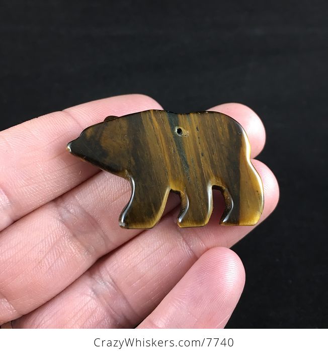 On Hold for Juniper Carved Brown Tigers Eye Stone Walking Bear Pendant - #VvI0FpmIbgY-4