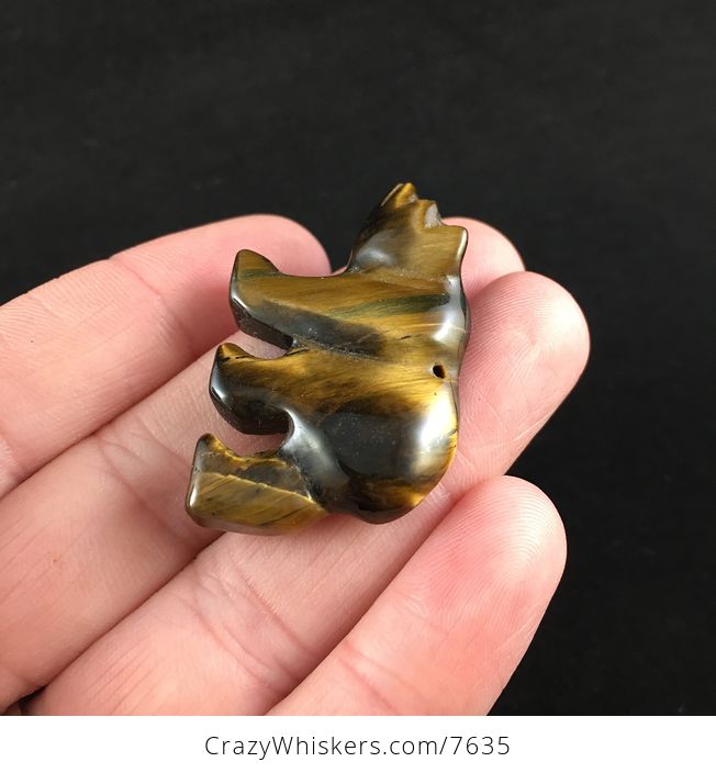 On Hold for Laurie Stunning Carved Brown Tigers Eye Stone Walking Bear Pendant - #ahQ1osLkUiI-2