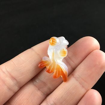 Orange and White Carved Agate Goldfish Pendant Jewelry #B2LmUzjk02Y