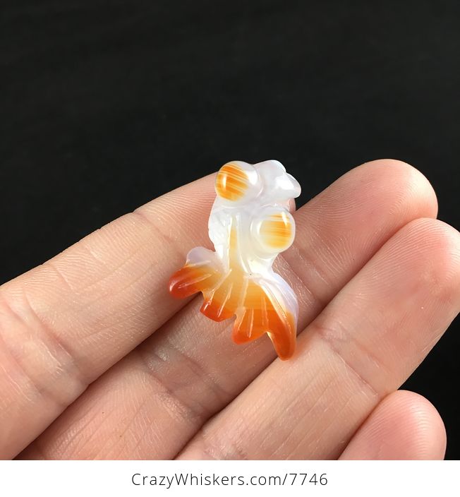 Orange and White Carved Agate Goldfish Pendant Jewelry - #B2LmUzjk02Y-1