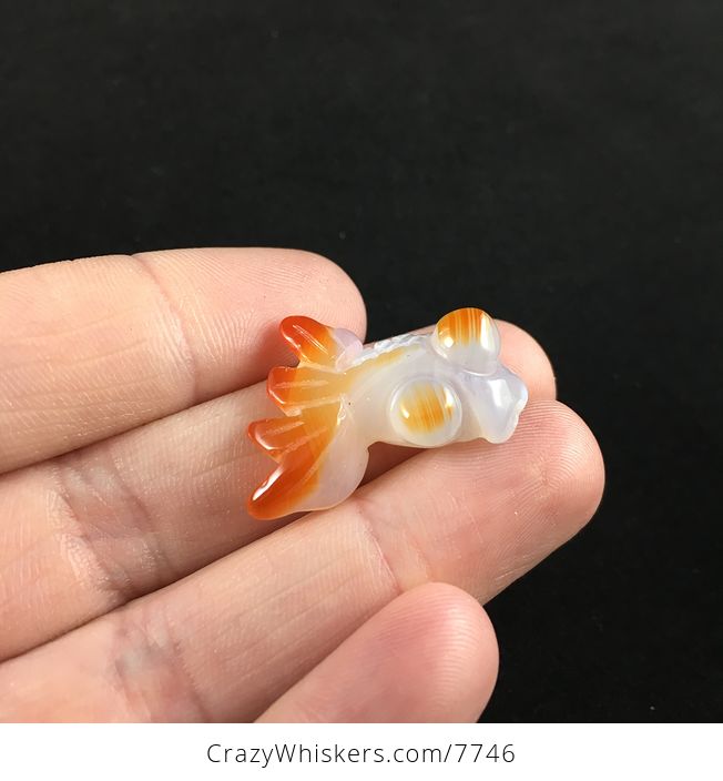 Orange and White Carved Agate Goldfish Pendant Jewelry - #B2LmUzjk02Y-2