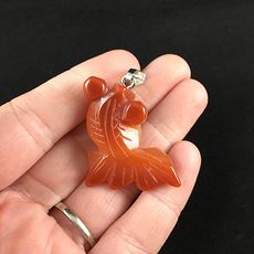 Orange Carved Agate Goldfish Pendant Jewelry #W6eH3yM5ZMs