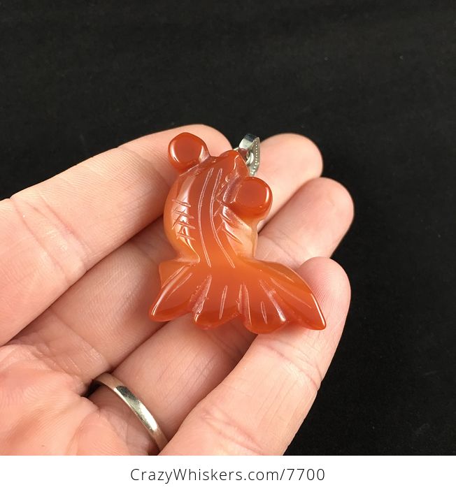 Orange Carved Agate Goldfish Pendant Jewelry - #W6eH3yM5ZMs-2