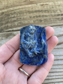 Orangutan Monkey Carved in Lapis Lazuli Stone Pendant Jewelry #P5n6DTJM6Rc