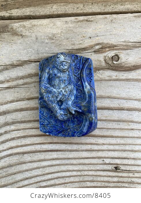 Orangutan Monkey Carved in Lapis Lazuli Stone Pendant Jewelry - #P5n6DTJM6Rc-4