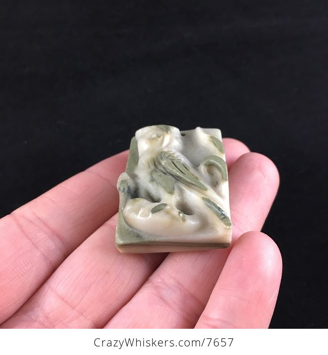 Owl Carved Ribbon Jasper Stone Pendant Jewelry - #GXr1Bu2GbI4-2