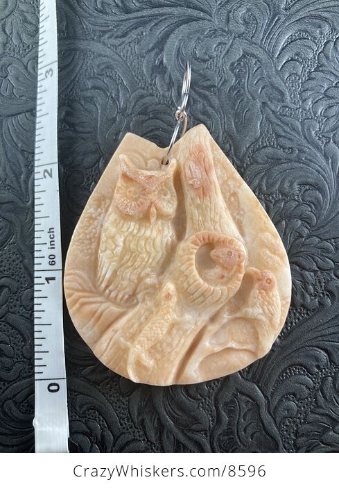 Owl Lizard Squirrel and Bird Carved in Jasper Stone Pendant Jewelry - #K5EDWsbLff4-6