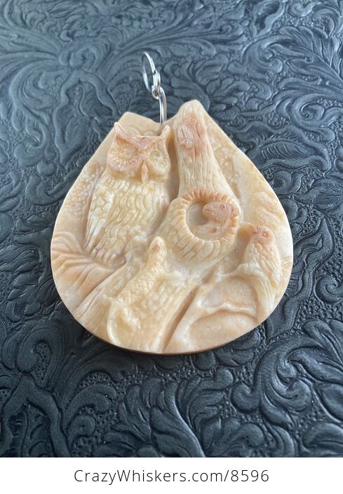 Owl Lizard Squirrel and Bird Carved in Jasper Stone Pendant Jewelry - #K5EDWsbLff4-8