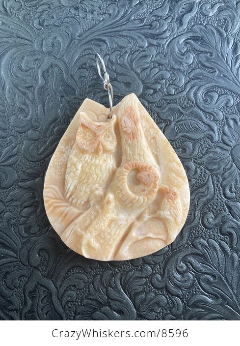 Owl Lizard Squirrel and Bird Carved in Jasper Stone Pendant Jewelry - #K5EDWsbLff4-7