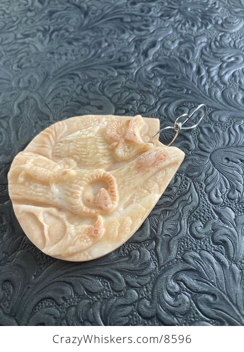 Owl Lizard Squirrel and Bird Carved in Jasper Stone Pendant Jewelry - #K5EDWsbLff4-4