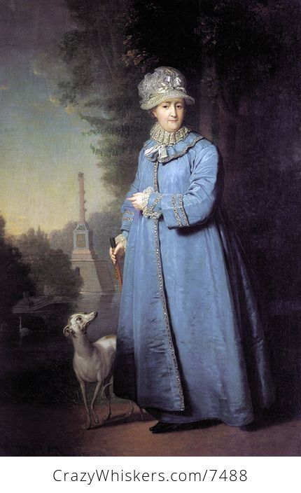 Painting of Queen Catherine the Great and Her Whippet Dog in the Garden of Tsarskoye Selo - #crtzpHHxvUY-1