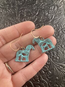 Patina Ancient Styled Mamma and Baby Horse Earrings #ZQ7IXeLIEjo