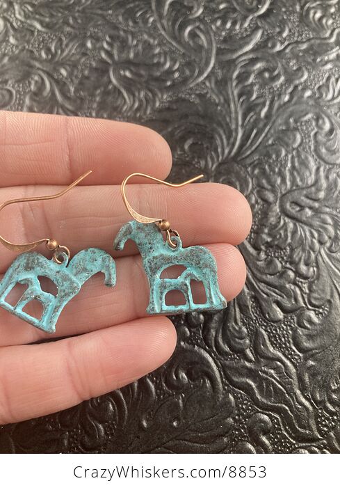 Patina Ancient Styled Mamma and Baby Horse Earrings - #ZQ7IXeLIEjo-2