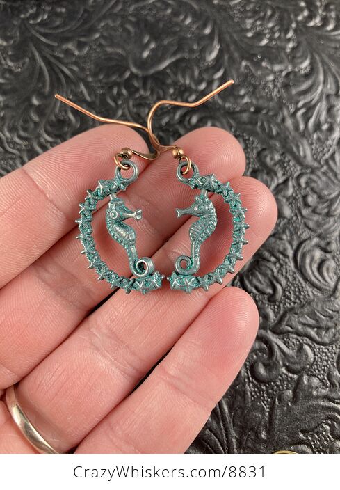 Patina Seahorse and Star Earrings - #ZufJEG7X1Pk-1