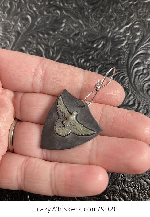 Peace Dove Carved Jasper Stone Pendant Jewelry - #Qt0NsJqYyBw-3