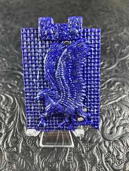 Pegasus Carved Lapis Lazuli and White Jade Stone Pendant Cabochon Jewelry Mini Art Ornament #ay5zbHiDR3c