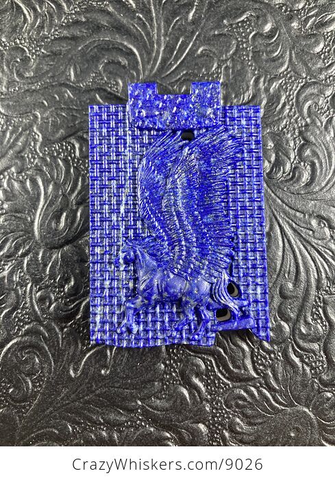 Pegasus Carved Lapis Lazuli and White Jade Stone Pendant Cabochon Jewelry Mini Art Ornament - #ay5zbHiDR3c-6