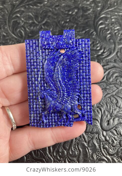 Pegasus Carved Lapis Lazuli and White Jade Stone Pendant Cabochon Jewelry Mini Art Ornament - #ay5zbHiDR3c-2