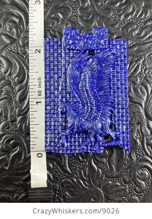 Pegasus Carved Lapis Lazuli and White Jade Stone Pendant Cabochon Jewelry Mini Art Ornament - #ay5zbHiDR3c-7