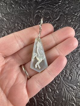Pegasus Mother of Pearl Carved and Jade Stone Jewelry Pendant #m8vkQbKXYMY