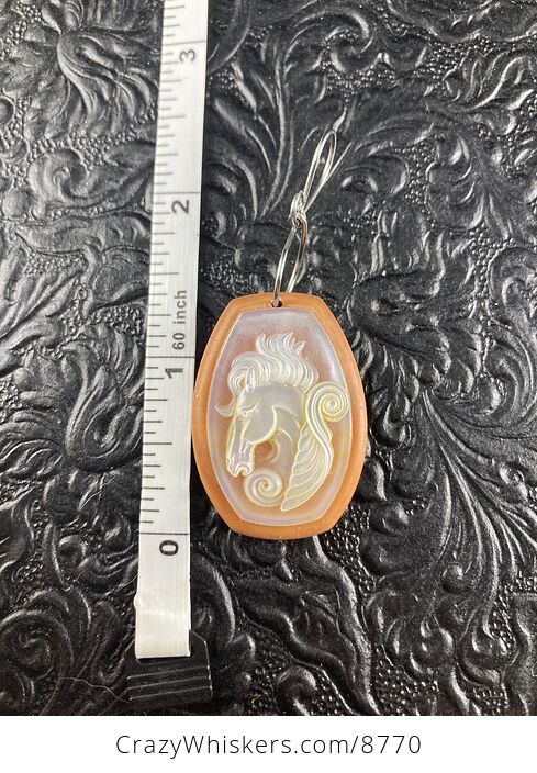 Pegasus Mother of Pearl Carved and Jasper Stone Jewelry Pendant - #ZK3NVM717r8-5