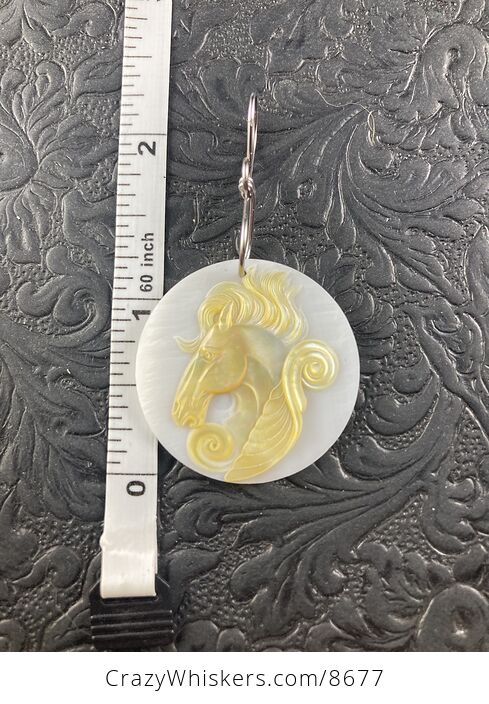 Pegasus Mother of Pearl Carved Jewelry Pendant Ornament Mini Art - #HML3epHecw4-5