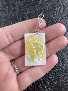 Pegasus Mother of Pearl Carved Shell Jewelry Pendant #1QupenuzIIY