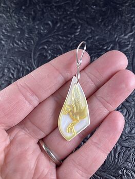 Pegasus Mother of Pearl Carved Shell Jewelry Pendant #aaFNnyPlRNA