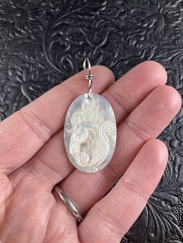 Pegasus Mother of Pearl Carved Shell Jewelry Pendant #x2iMV9fnMvs