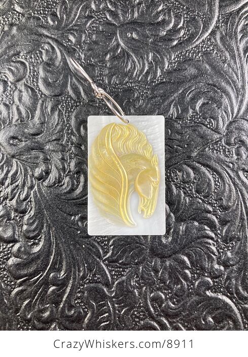 Pegasus Mother of Pearl Carved Shell Jewelry Pendant - #1QupenuzIIY-5