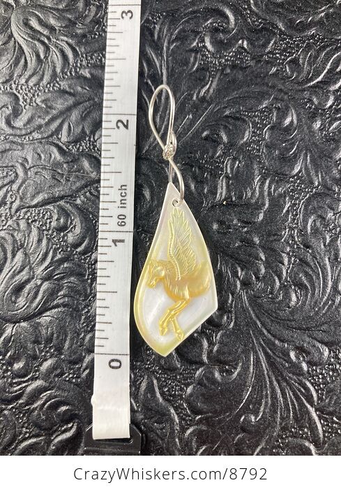Pegasus Mother of Pearl Carved Shell Jewelry Pendant - #aaFNnyPlRNA-5