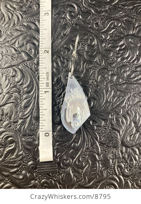 Pegasus Mother of Pearl Carved Shell Jewelry Pendant - #f3K1rtWccYc-5