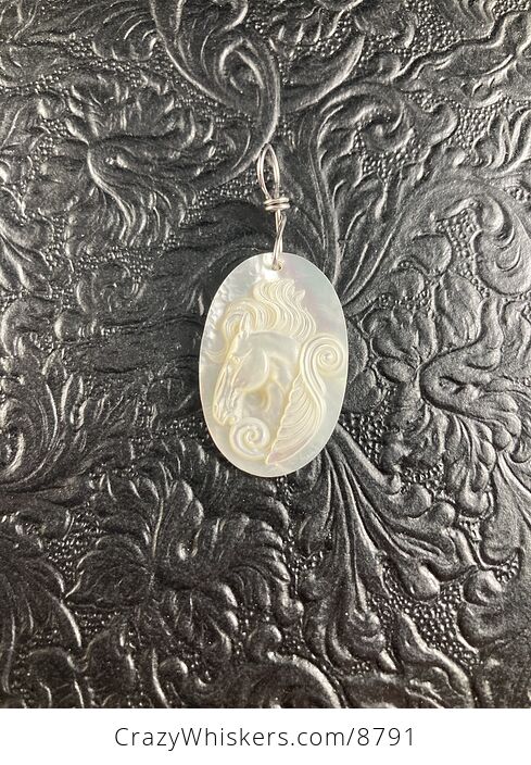 Pegasus Mother of Pearl Carved Shell Jewelry Pendant - #x2iMV9fnMvs-5