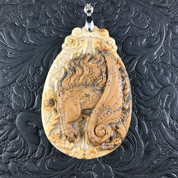 Pegasus Pendant Jewelry Carved Brown Ribbon Jasper Stone #rsKpqhHBE2U