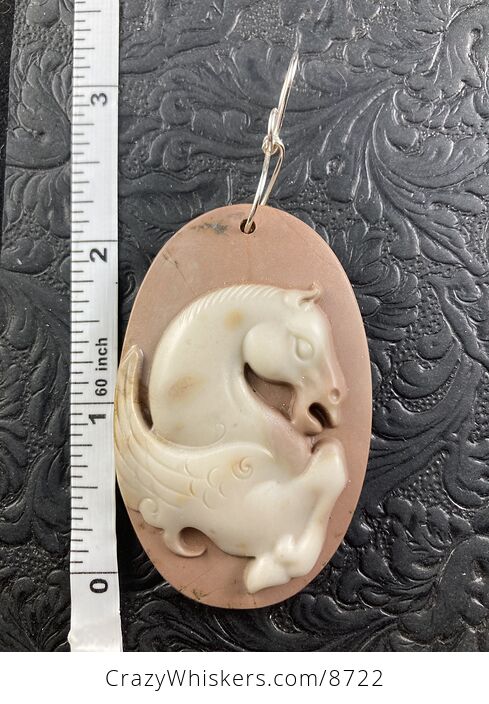 Pegasus Pendant Jewelry Carved Brown Ribbon Jasper Stone Mini Art Ornament - #Tn5xQL3ts14-6