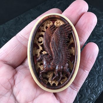 Pegasus Pendant Jewelry Carved in Rosewood #md01ePFdBlY
