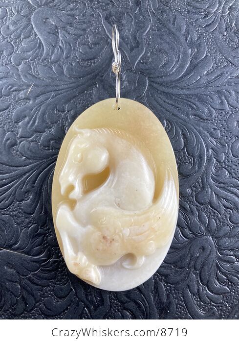Pegasus Pendant Jewelry Carved Orange Jasper Stone Mini Art Ornament - #qWzj74YqZDU-4