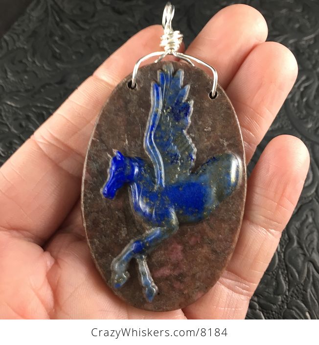 Pegasus Pendant Jewelry Lapis Lazuli and Rhodonite - #VCr2l8RyH58-2