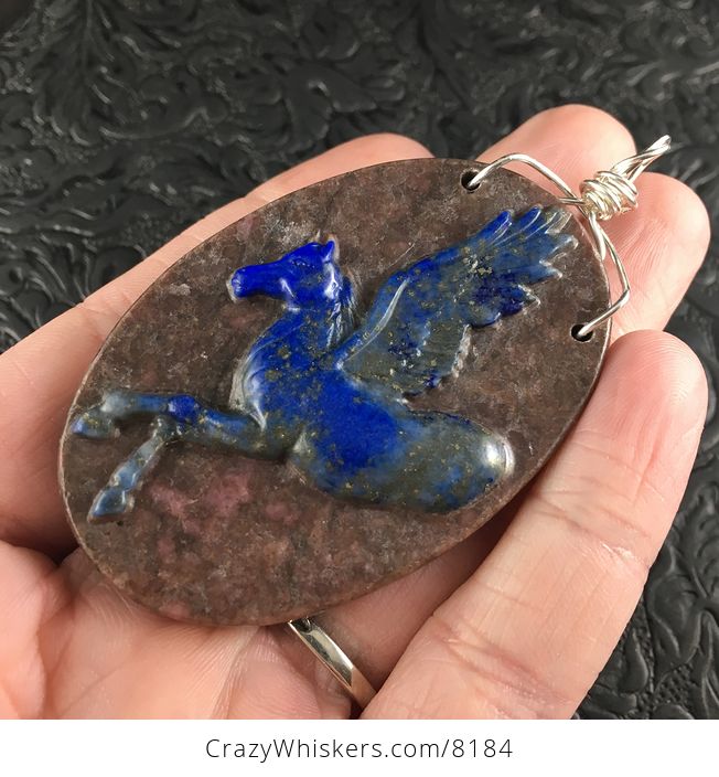 Pegasus Pendant Jewelry Lapis Lazuli and Rhodonite - #VCr2l8RyH58-4