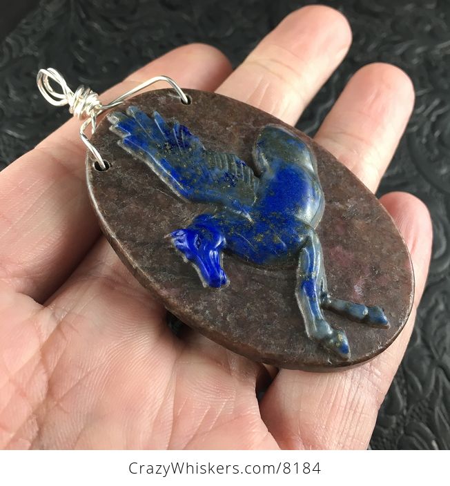 Pegasus Pendant Jewelry Lapis Lazuli and Rhodonite - #VCr2l8RyH58-1