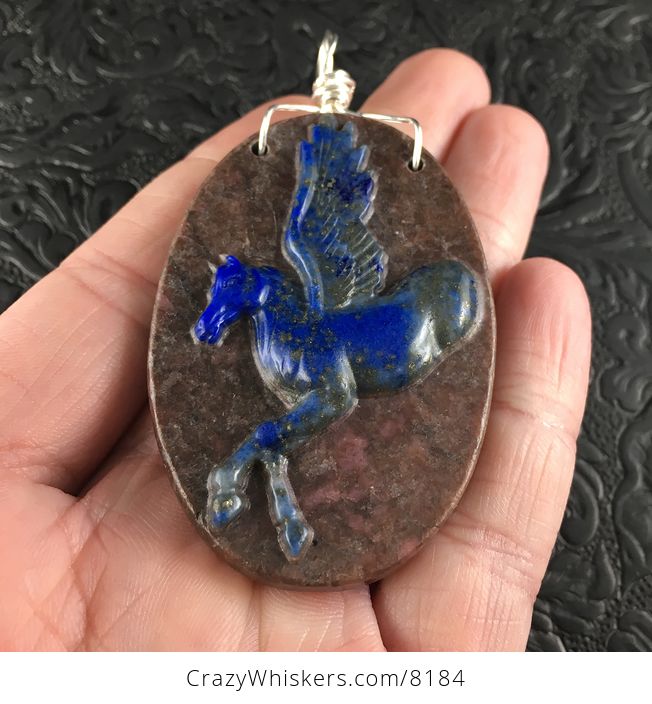 Pegasus Pendant Jewelry Lapis Lazuli and Rhodonite - #VCr2l8RyH58-3