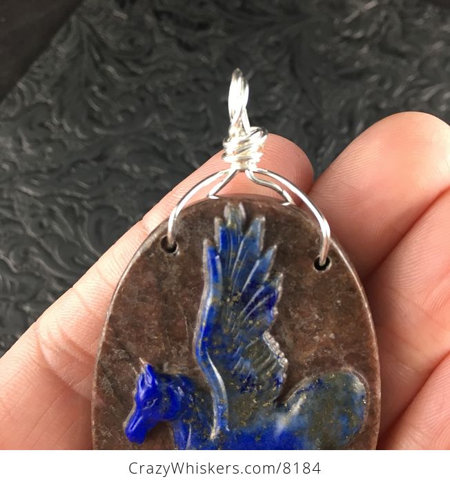 Pegasus Pendant Jewelry Lapis Lazuli and Rhodonite - #VCr2l8RyH58-6