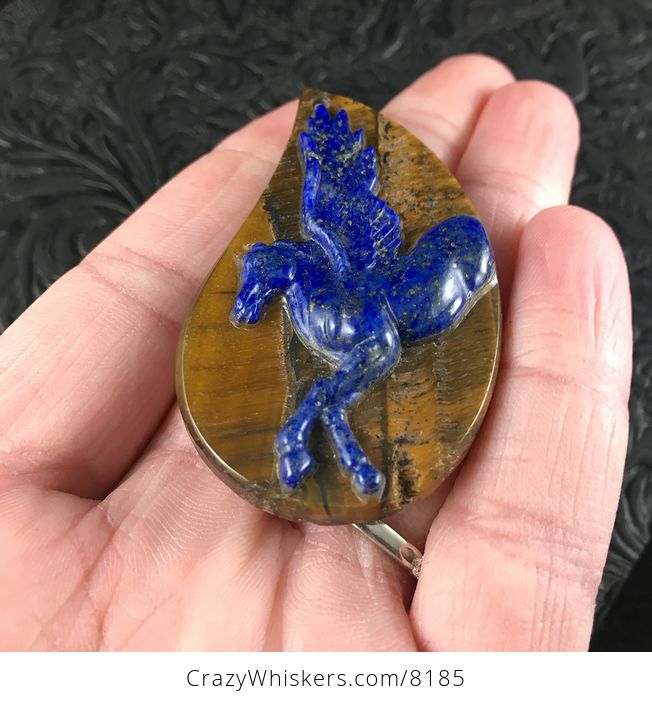 Pegasus Pendant Jewelry Lapis Lazuli and Tiger Eye Stone - #FQmqXhKYvks-3