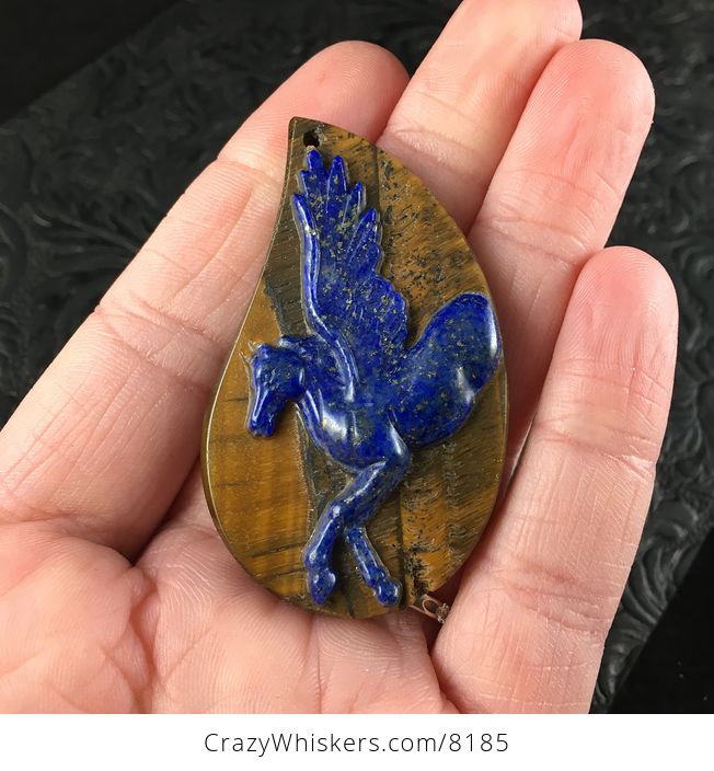Pegasus Pendant Jewelry Lapis Lazuli and Tiger Eye Stone - #FQmqXhKYvks-1