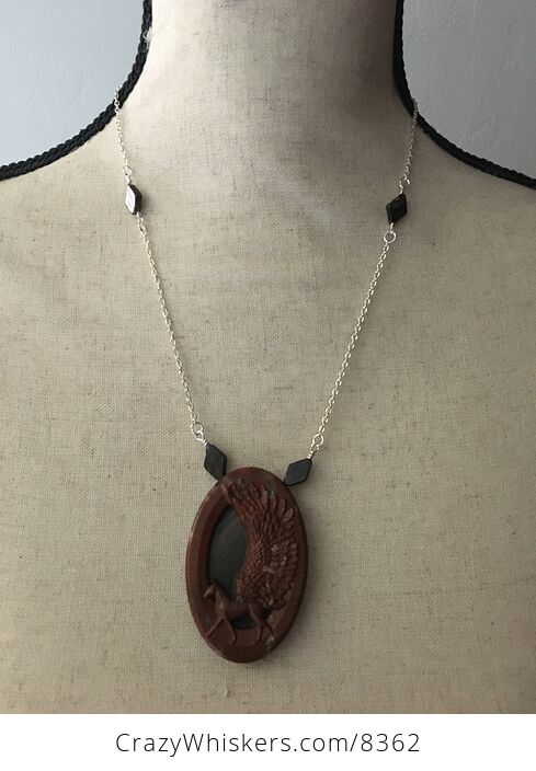 Pegasus Pendant Jewelry Necklace Carved Flame and Succor Creek Jasper Stone with Iolite - #DJ8KgJyXYXk-4