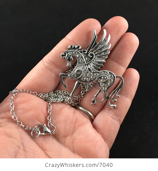 Pegasus Winged Horse and Rhinestone Necklace Jewelry - #pScAWpiFJ8c-5